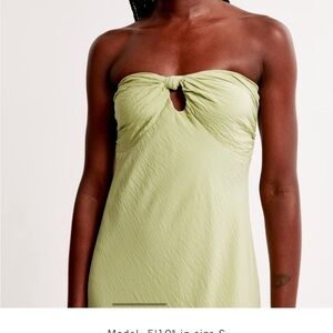 Strapless twist front green maxi Abercrombie dress NWT